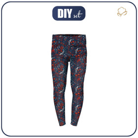 THERMO LEGGINSY DZIEWCZĘCE (DORA) - FOLKOWY FLORAL wz. 1 / czerwony (FOLKOWY LAS) - zestaw do uszycia