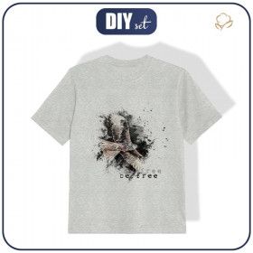 T-SHIRT DAMSKI S - BE FREE (BE YOURSELF) / M-01 melanż jasnoszary - single jersey 