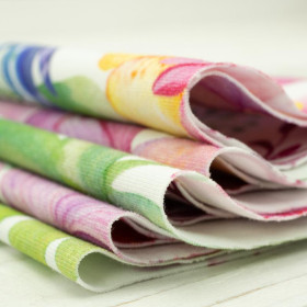 KOLIBRY I KWIATY - Jersey wiskozowy WE210