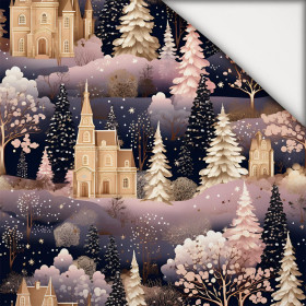 Pink Vintage Christmas wz. 2 - lekka dzianina drapana