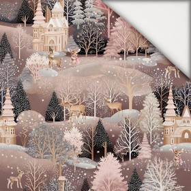 Pink Vintage Christmas wz. 3 - lekka dzianina drapana