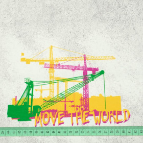 MOVE THE WORLD / zielony - panel dzianina pętelkowa SP250