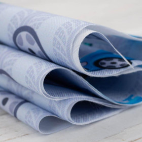 SZYBKIE BRYKI / niebieskie na szarej - tkanina wodoodporna 