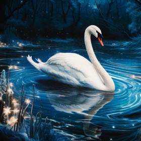 GOTHIC SWAN - panel (60cm x 50cm) dzianina pętelkowa