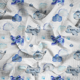 POWIETRZNE PODRÓŻE (KOLOROWY TRANSPORT) - Muślin bawełniany