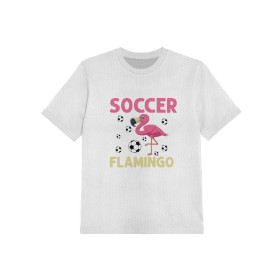 T-SHIRT SPORTOWY DZIECIĘCY - SOCCER FLAMINGO / biały (92/98)