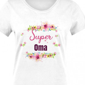 T-SHIRT DAMSKI - Super Oma / różowy - single jersey