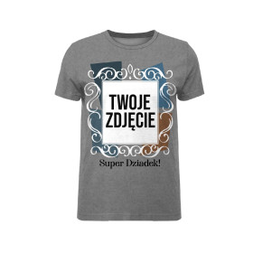 MĘSKI T-SHIRT - SUPER DZIADEK - Z WŁASNYM ZDJĘCIEM - ZESTAW DO USZYCIA