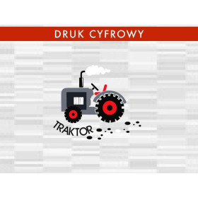 TRAKTOR / szary - panel dzianina pętelkowa 