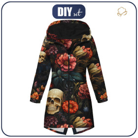 PARKA DAMSKA (ANNA) - FLOWERS AND SKULL - zestaw do uszycia