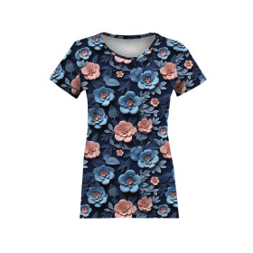 FLOWERS 3D WZ. 12 - dresówka pętelkowa