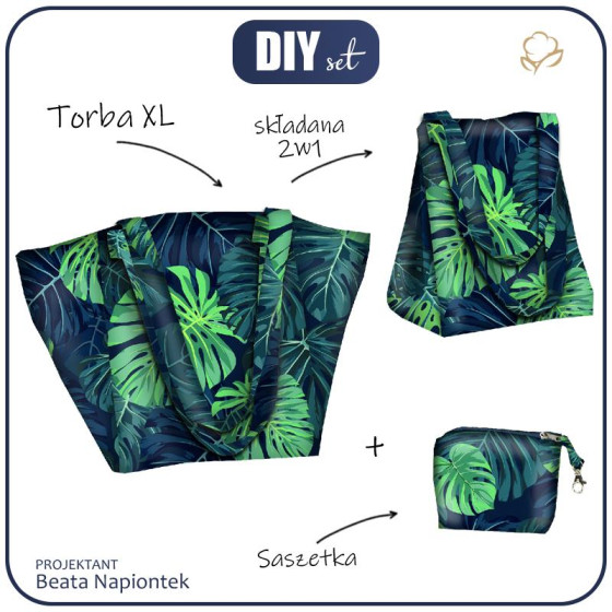 Torba XL z saszetką 2 w 1 - MONSTERA 2.0 / navy - zestaw do uszycia