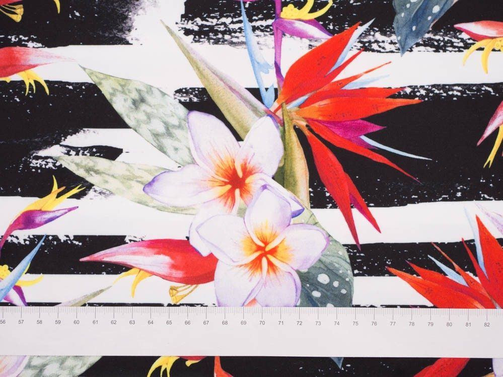 FLOWERS ON THE ZEBRA - swimsuit lycra