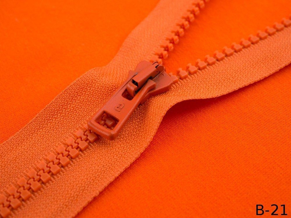 Plastic Zipper 5mm open-end 30cm - orange B-21