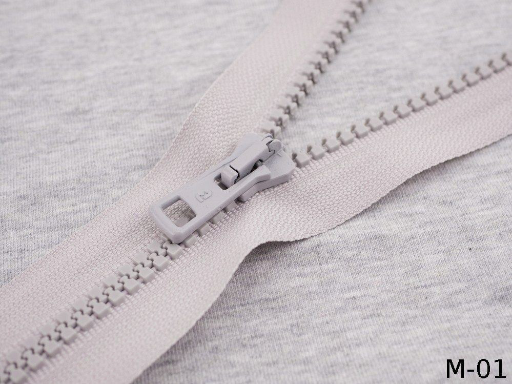 Plastic Zipper 5mm open-end 40cm -   light grey M-01