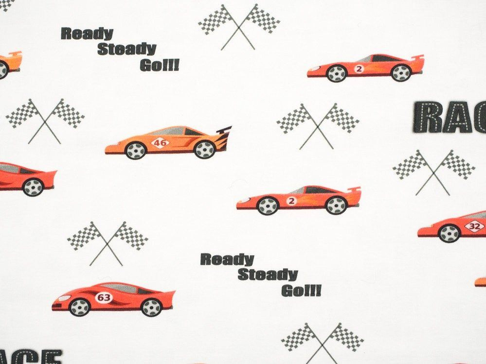 FAST WHEELS / red on white - looped knit 