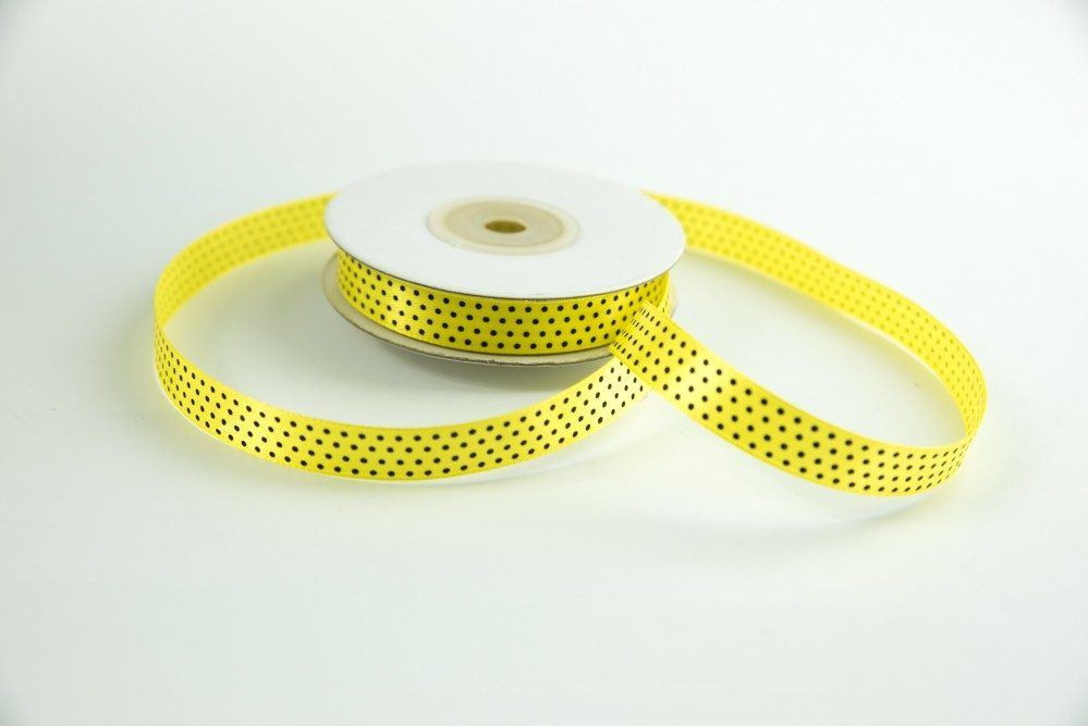 Satin Polka dot Ribbon width 12 mm YELLOW