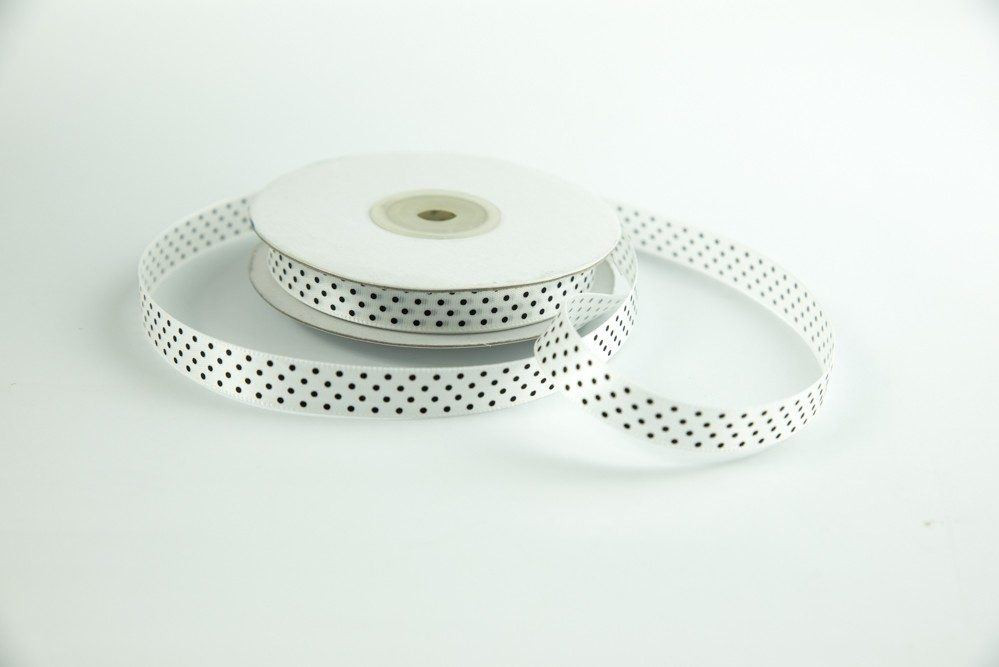 Satin Polka dot Ribbon width 12 mm WHITE