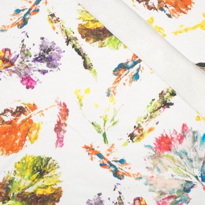 COLORFUL LEAVES / white - looped knit SP250