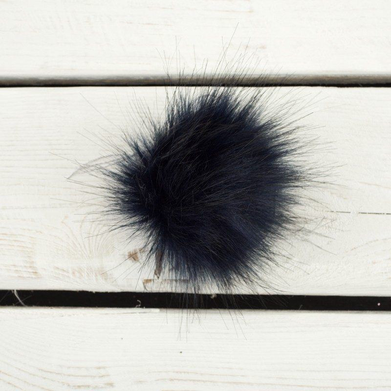 Eco fur pompom 6 cm -  navy