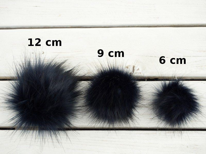 Eco fur pompom 6 cm - black-grey-white