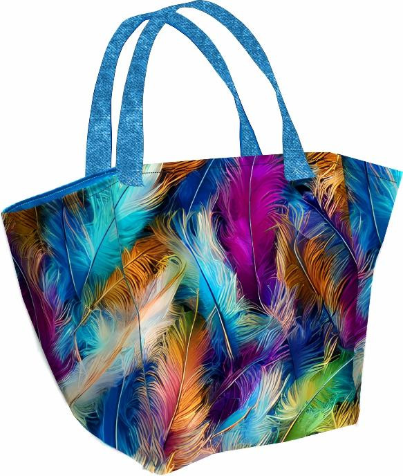 XL bag with in-bag pouch 2 in 1 - NEON FEATHERS - sewing set