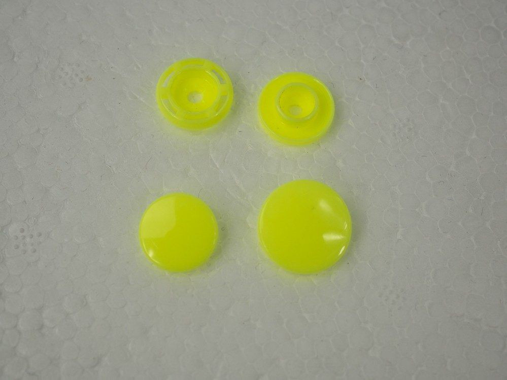 Snaps KAM, plastic fasteners 14mm -NEON YELLOW 10 sets