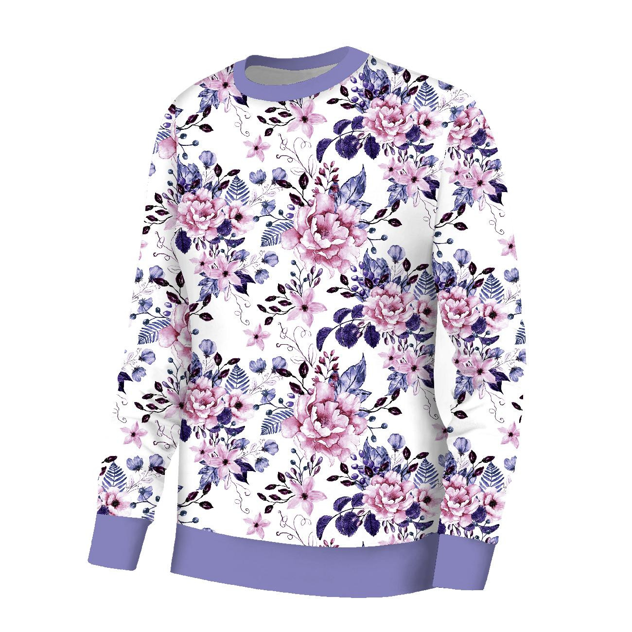 WOMEN'S SWEATSHIRT (HANA) BASIC - WILD ROSE FLOWERS PAT. 1 (BLOOMING MEADOW) - sewing set