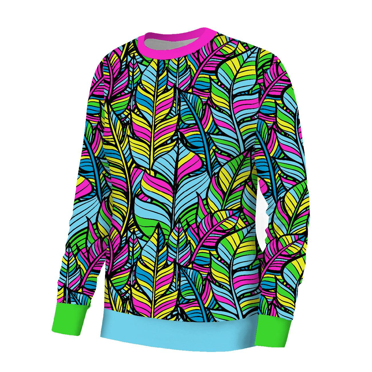 WOMEN'S SWEATSHIRT (HANA) BASIC - NEON LEAVES - sewing set