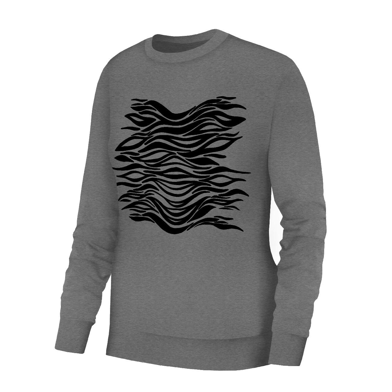 WOMEN'S SWEATSHIRT (HANA) BASIC - DARK MELANGE / ZEBRA PAT. 6 - sewing set