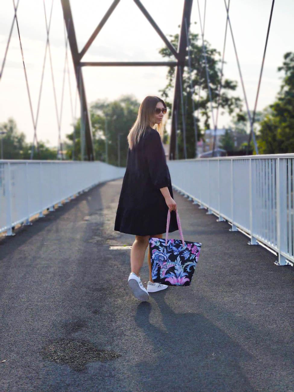 TOTE BAG - PARADISE JUNGLE / black - sewing set