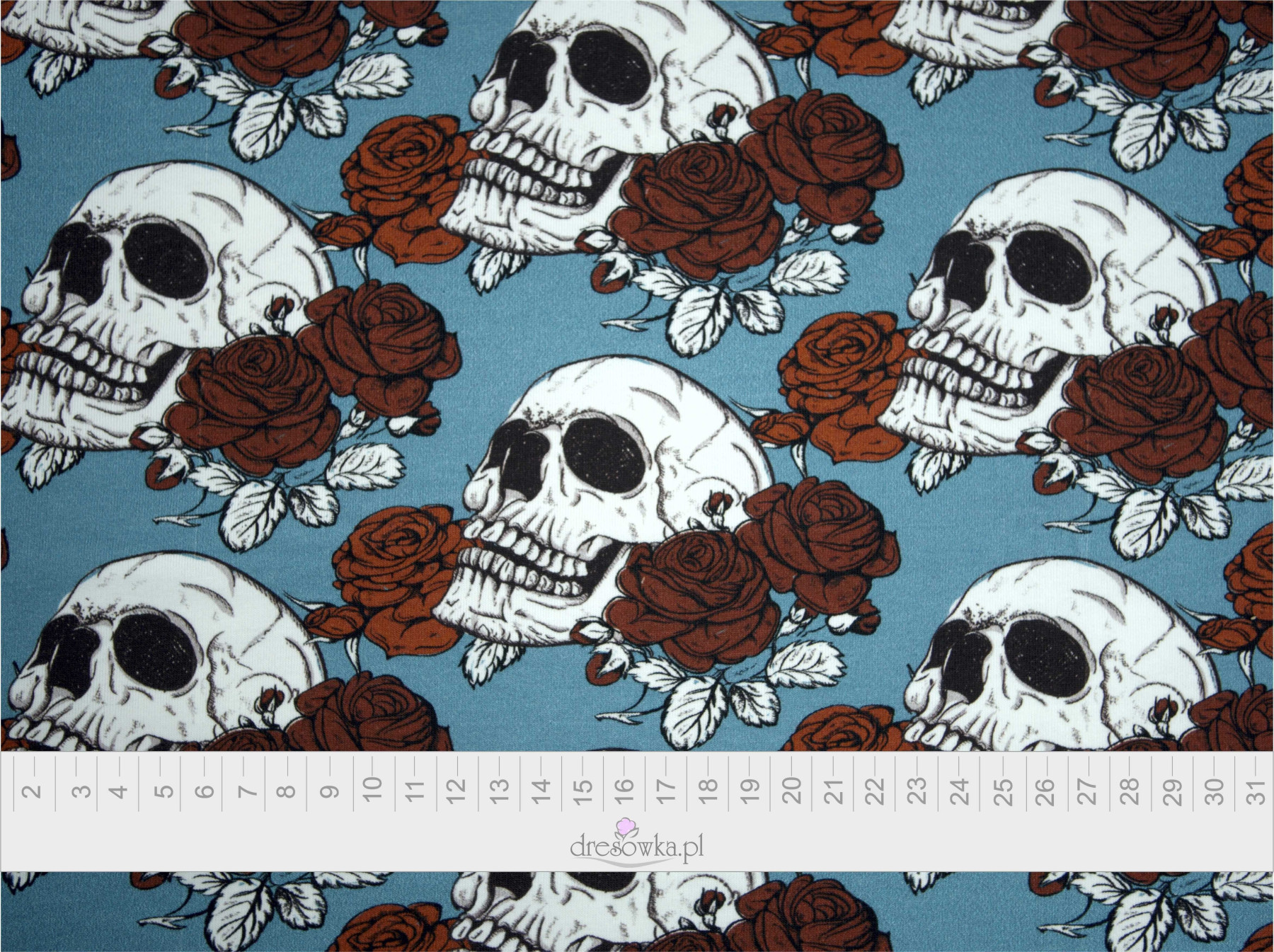 SKULLS AND ROSES - single jersey with elastane TE210