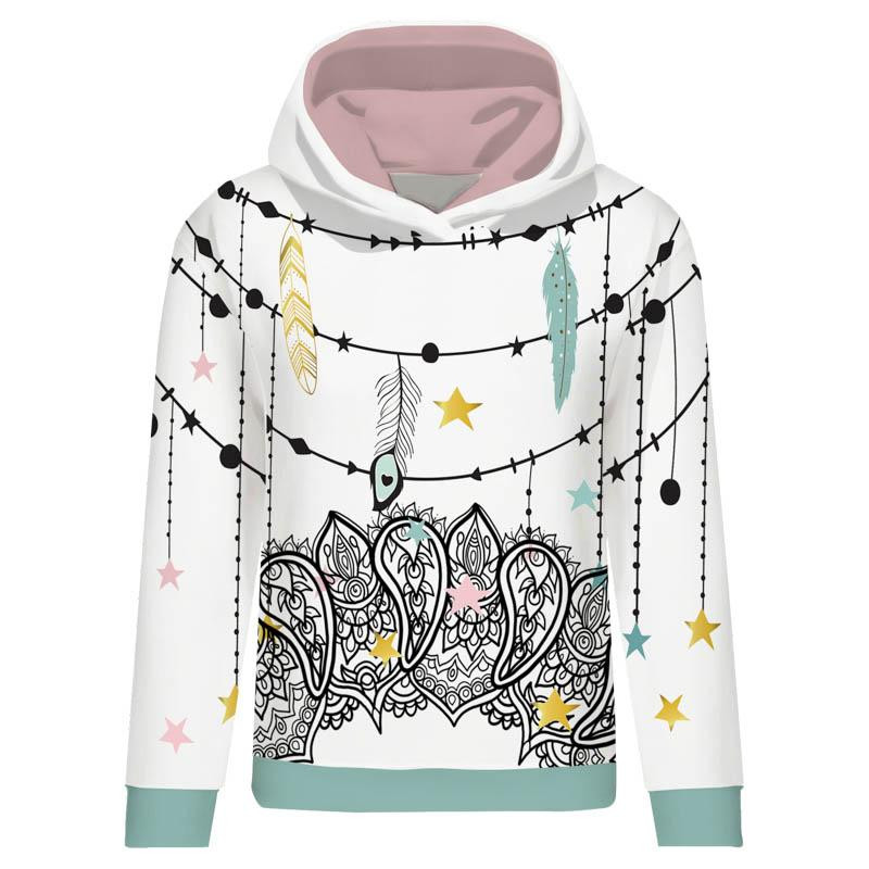 CLASSIC WOMEN’S HOODIE (POLA) - FEATHERS - looped knit fabric 