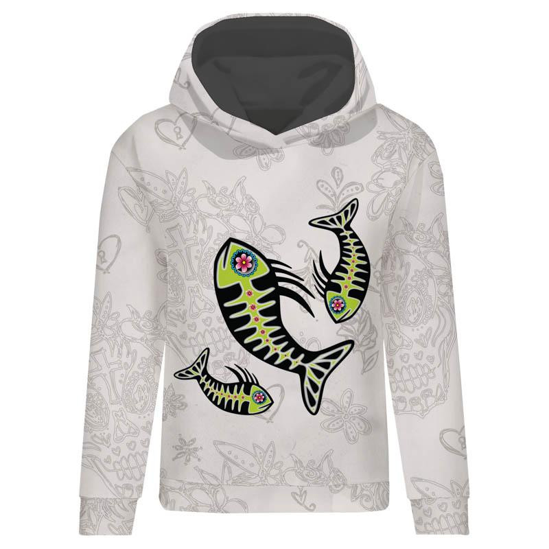 CLASSIC WOMEN’S HOODIE (POLA) - FISH BRUNO (DIA DE LOS MUERTOS) - looped knit fabric 