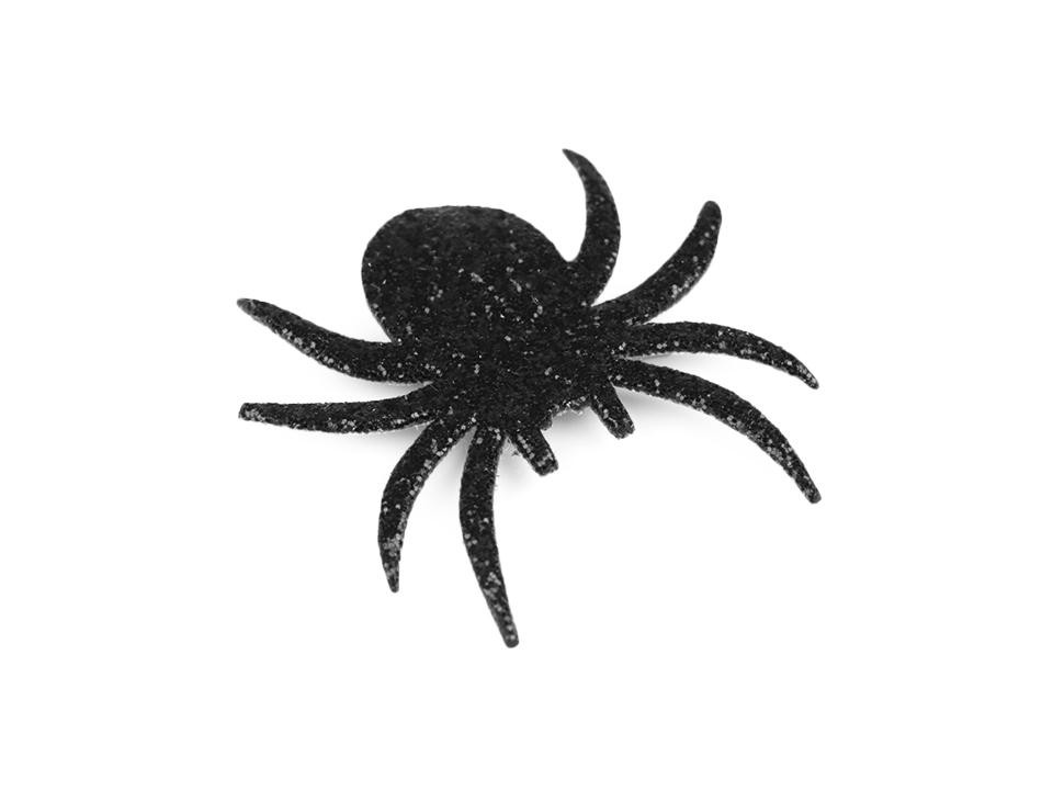 Glitter iron-on spider - black