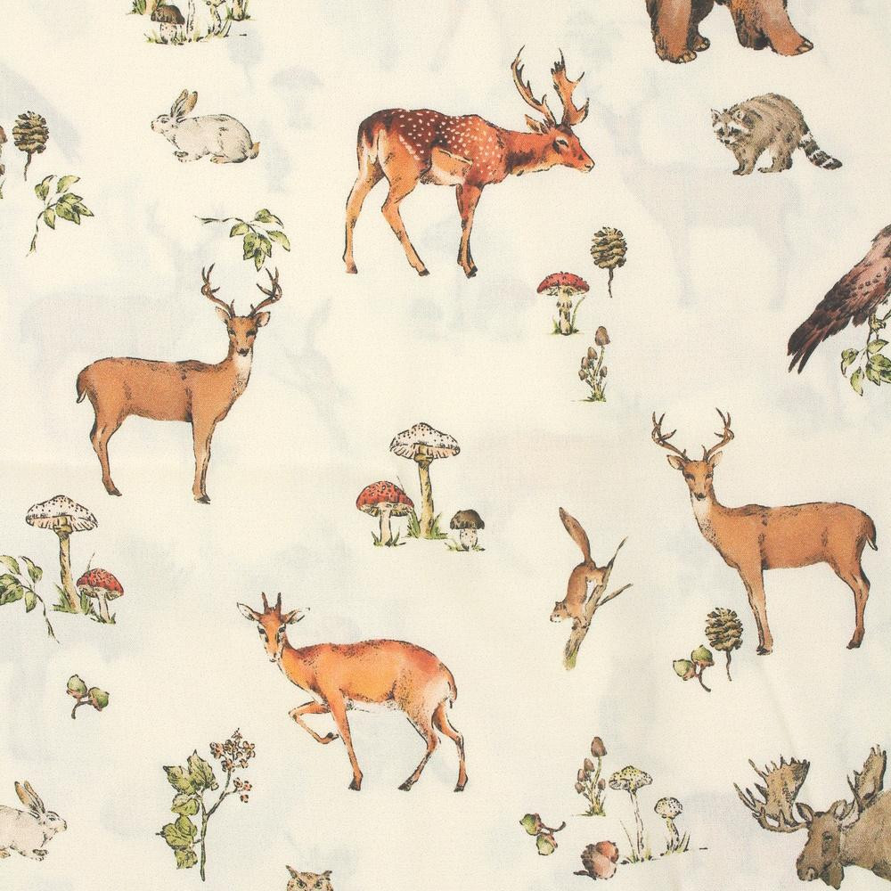 Forest animals - viscose woven fabric