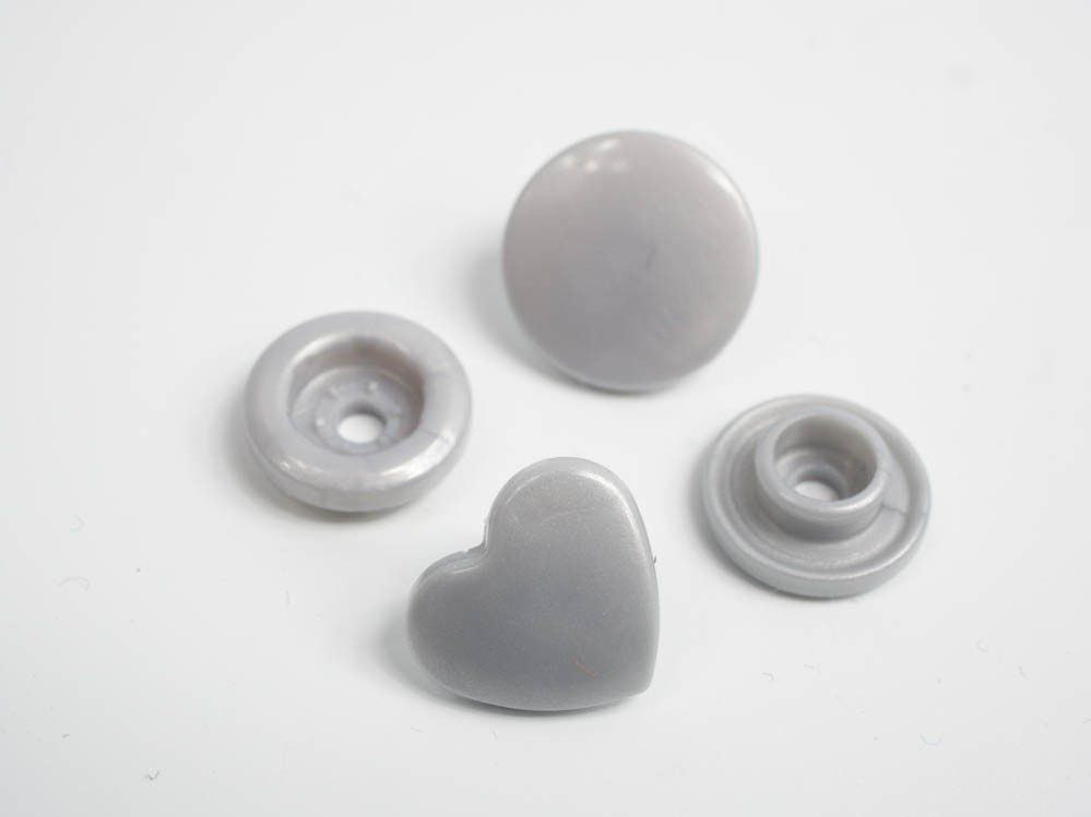 Fasteners KAM hearts 12 mm silver 10 sets