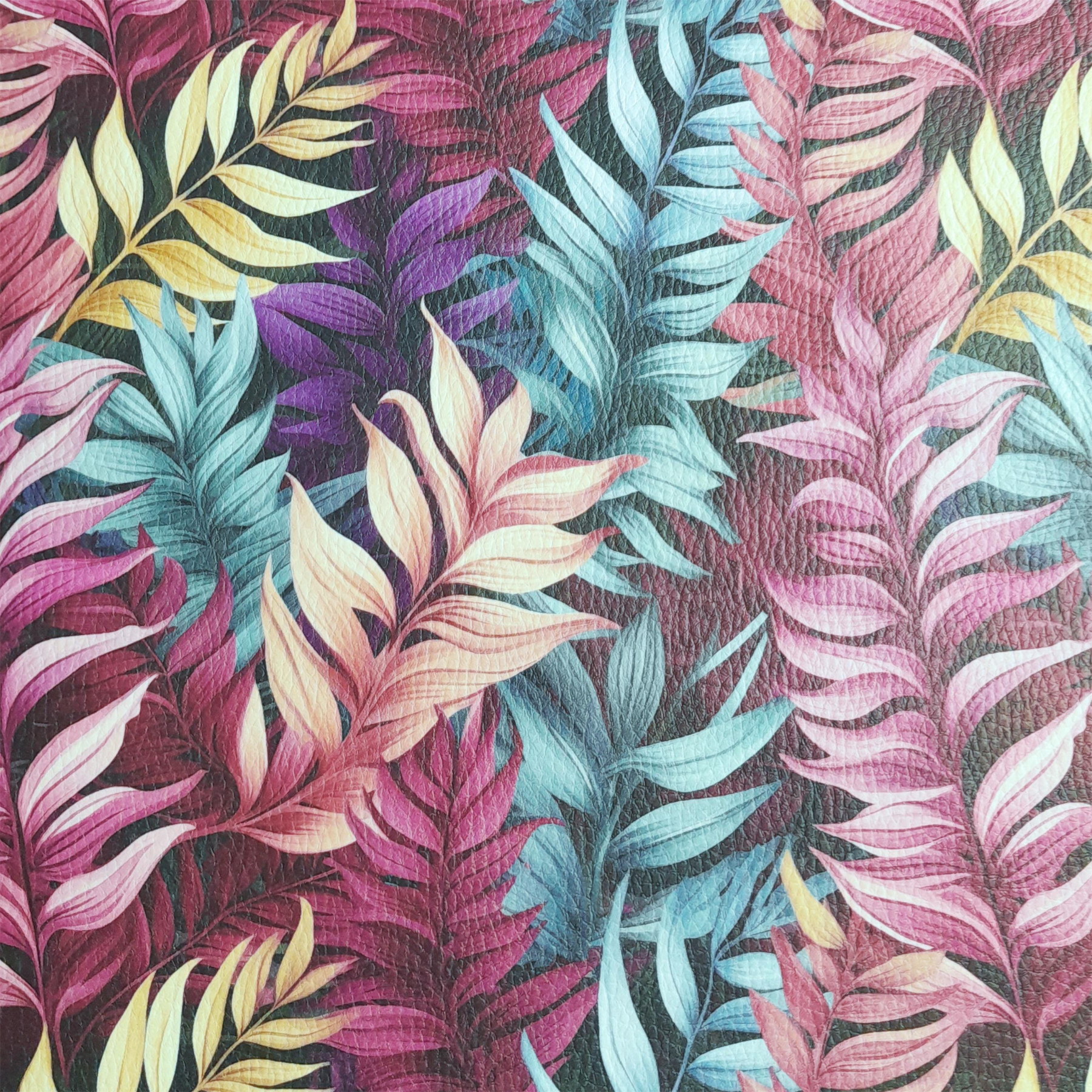 LEAVES AND FERNS WZ. 3 (46 cm x 50 cm) - thick pressed leatherette