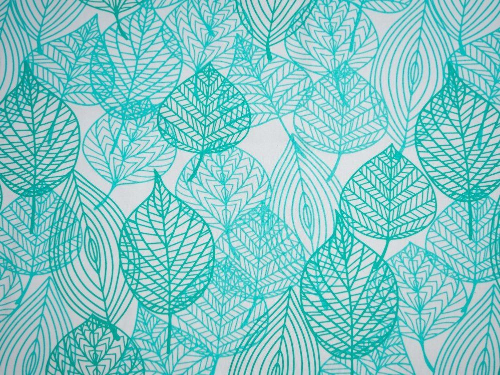 LEAVES / B-00 White - single jersey with elastane TE210