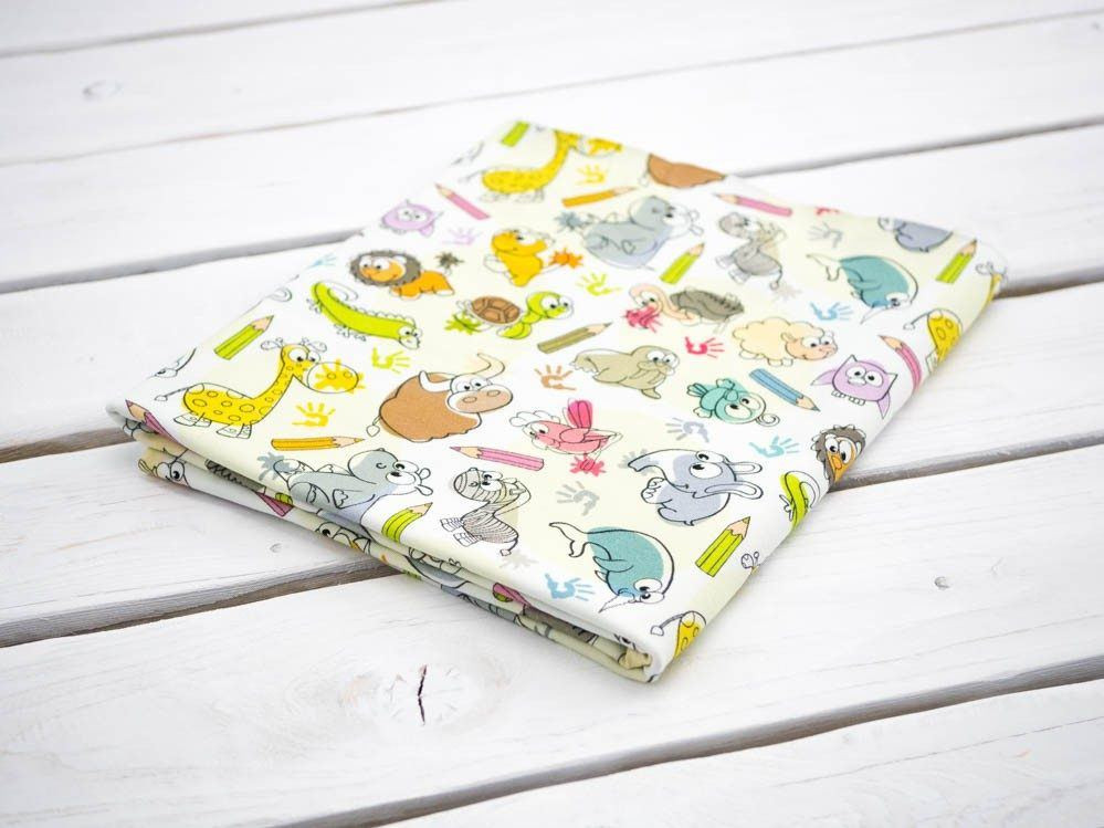 CRAYONS AND ANIMALS - single jersey with elastane TE210