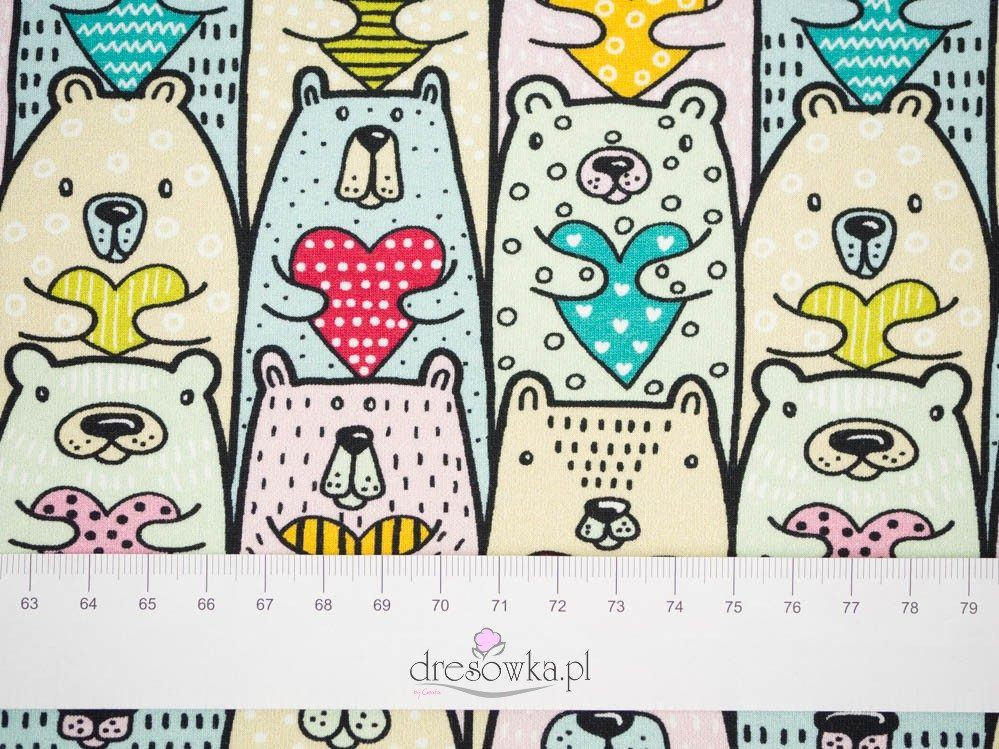 BEARS WITH HEARTS - single jersey with elastane TE210