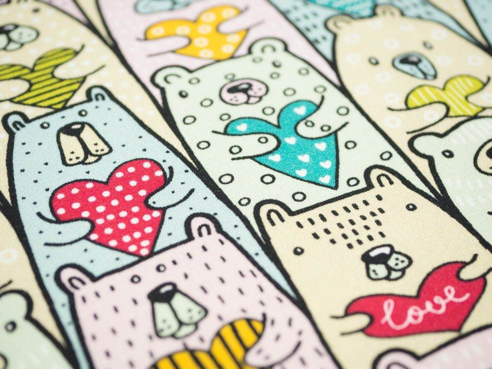 BEARS WITH HEARTS - single jersey with elastane TE210