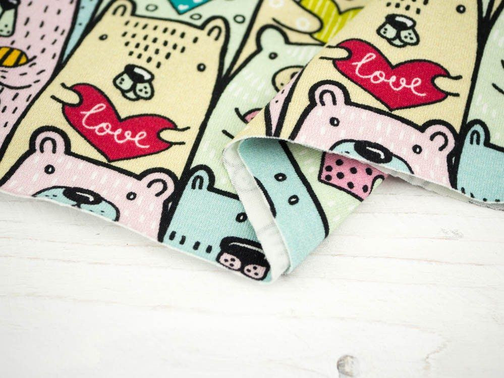 BEARS WITH HEARTS - single jersey with elastane TE210