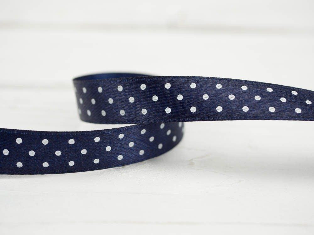 Satin Polka dot Ribbon width 12 mm navy