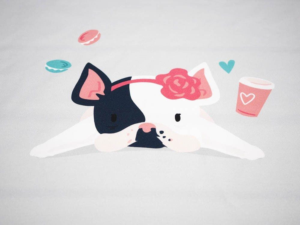 Dog with headband (J'adore Paris) / peach - panel single jersey TE210