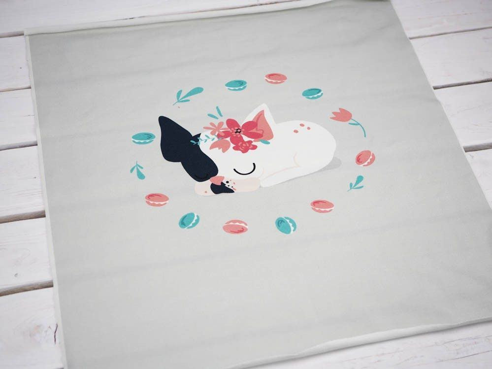 Sleeping dog (J'adore Paris) / peach - panel single jersey TE210