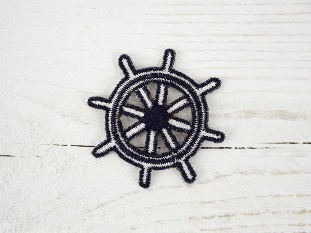 Iron-on Patch embroided - rudder navy