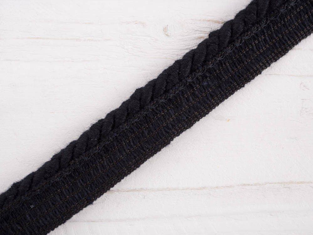decorative cotton flanged cord -  black