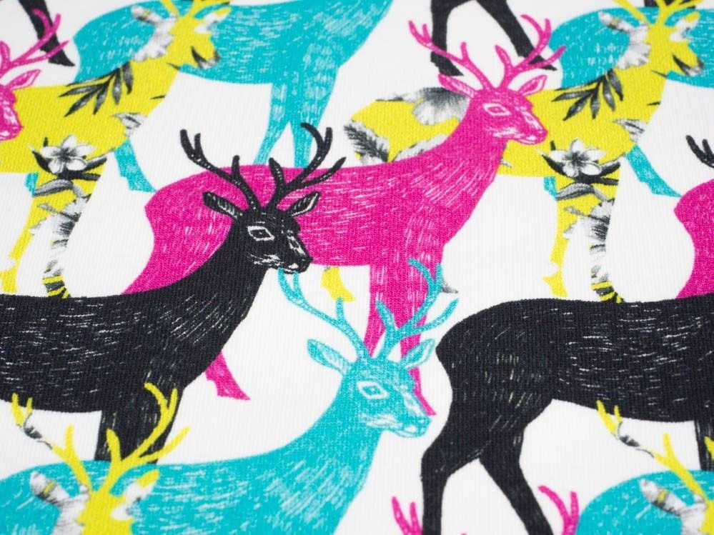 COLORFUL DEERS - Viscose jersey WE210