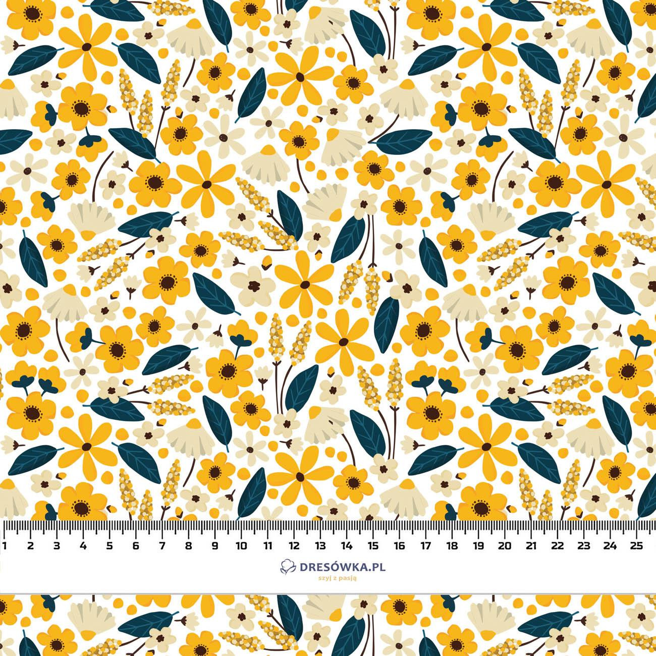 SMALL FLOWERS pat. 2 / white - viscose woven fabric